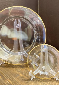 SET SOTTOPIATTO E PIATTINO PANE set vetro filo oro