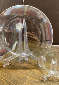 SET SOTTOPIATTO E PIATTINO PANE set vetro filo platino