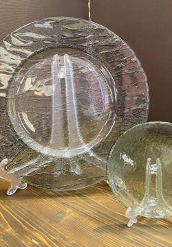 SET SOTTOPIATTO E PIATTINO PANE set vetro fascia verda