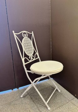 SEDIE sedia Luna color bianco in ferro battuto decapato